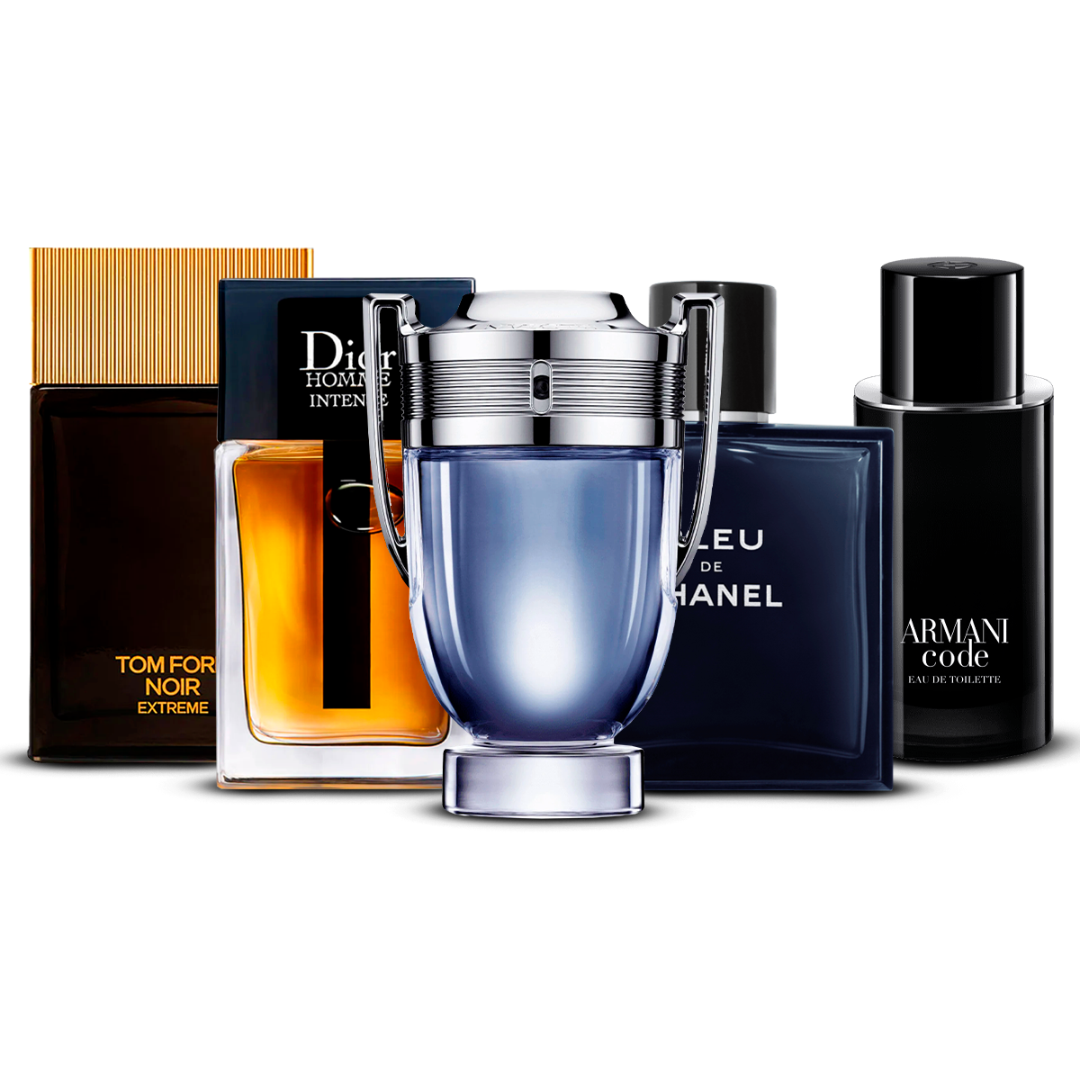 Zestaw 5 Perfum – Tom Ford Noir Extrême, Dior Homme Intense, Invictus, Bleu de Chanel i Armani Code [100 ml każdy]